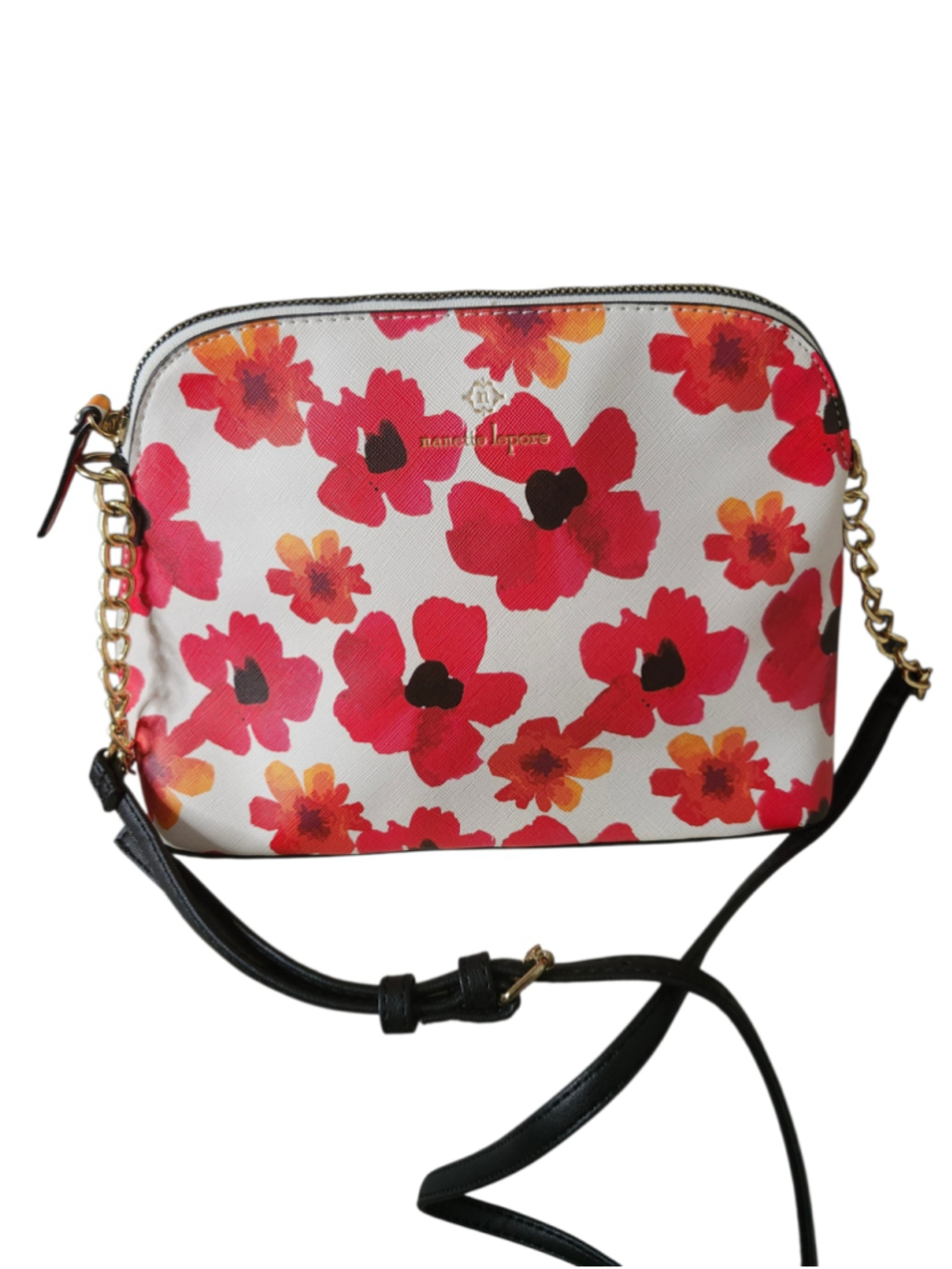 Nanette Lepore Brielle Floral Poppies Crossbody Bag Red Pink White